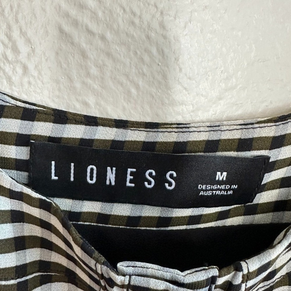 Lioness Winona Romper Black Check Gingham Bustier Button Front Tiered Ruffle M - Picture 5 of 12
